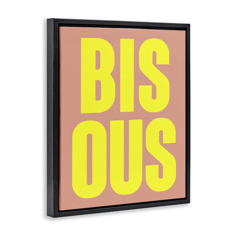 Stupell Bisous Kiss Typography Framed Floater Canvas Wall Art Design By House of Lulu
