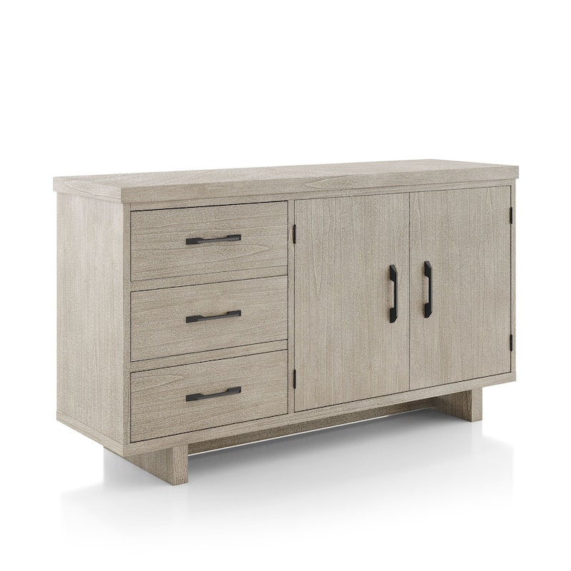 Furniture of America Yetaria Modern Farmhouse Natural Wood 3-Drawer Server with Doors