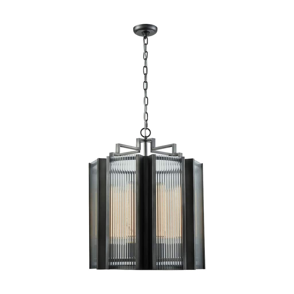 Space Elevator 21-inch Wide 8-Light Chandelier in Aged Pewter