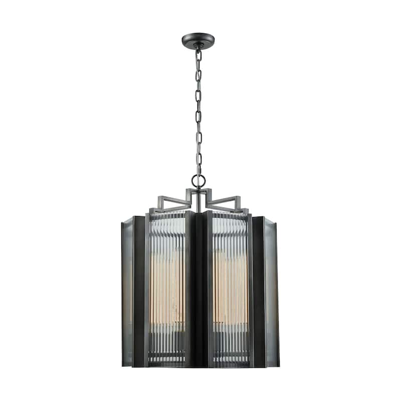 Space Elevator 21-inch Wide 8-Light Chandelier in Aged Pewter