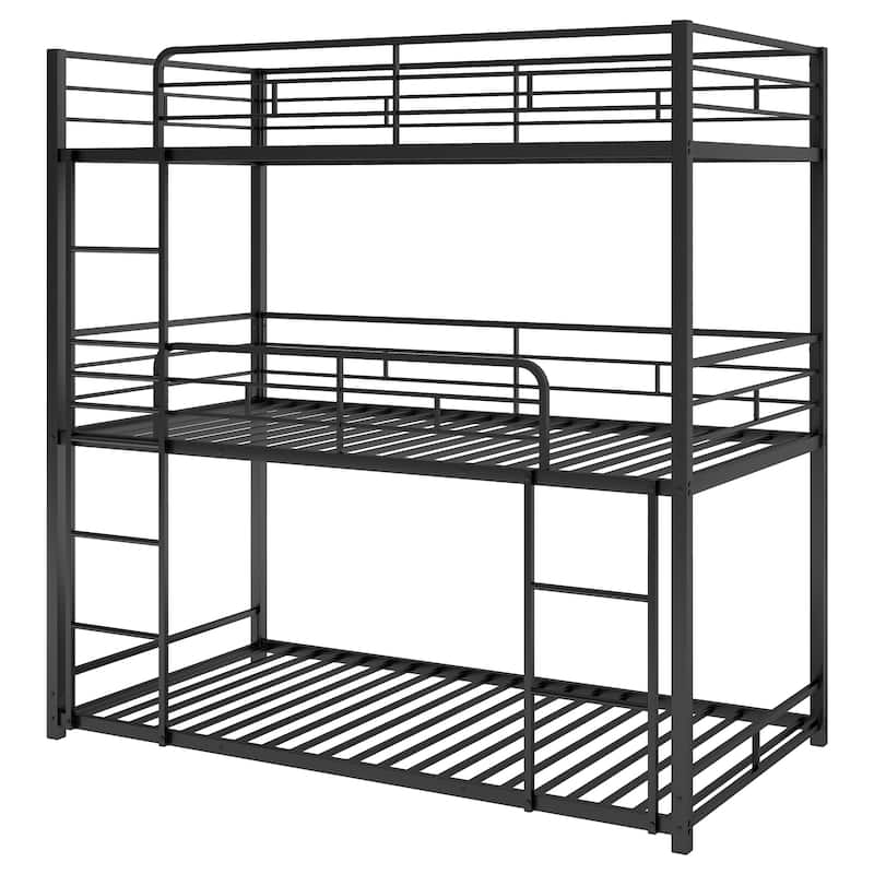 Metal Triple Bunk Bed for 3 Kids, Convertible into Platform Bedframe