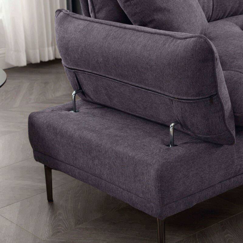 Modern upholstered loveseat couches with metal feet - N/A