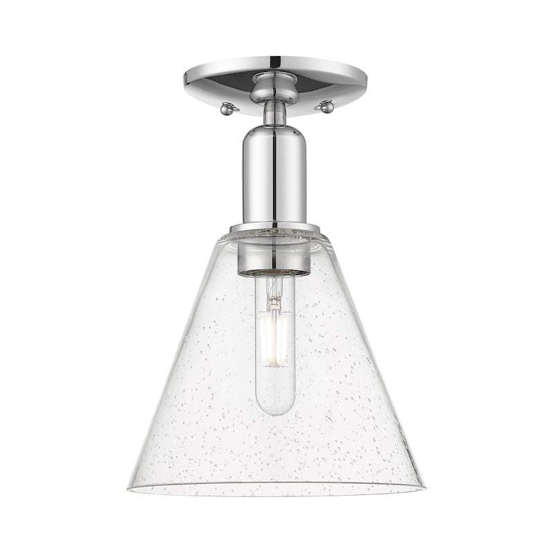 Innovations Lighting 716-1C-12-8 Berkshire Glass Semi-Flush Berkshire - Polished Chrome / Seedy