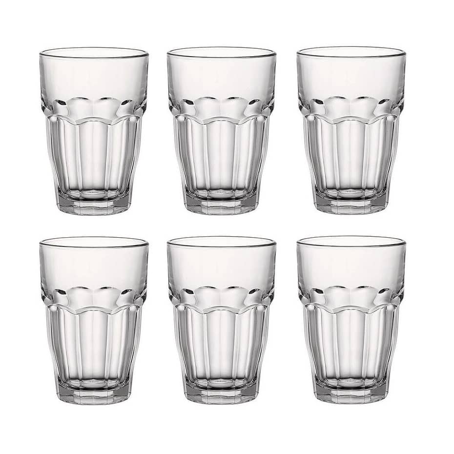 Bormioli Rocco Set of 6 Rock Bar Cooler Stackable Drink Glasses - 16.25 oz.