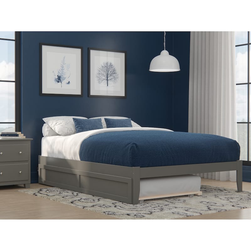 Colorado Bed with USB Turbo Charger and Twin Extra Long Trundle - Grey - Queen