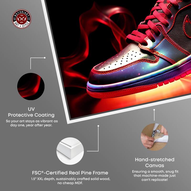 Notoriart Flaming Hot Sneaker Ii Framed Sneaker 1 Piece Canvas Wall Art