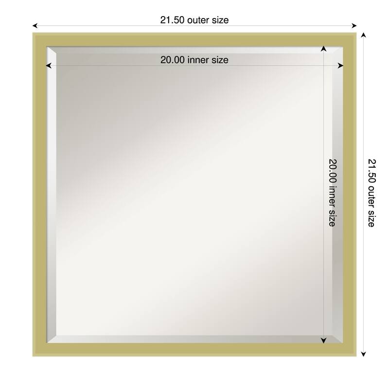 Incline Beveled Wood Framed Bathroom Vanity Wall Mirror - 22 x 22 in - Incline Light Gold