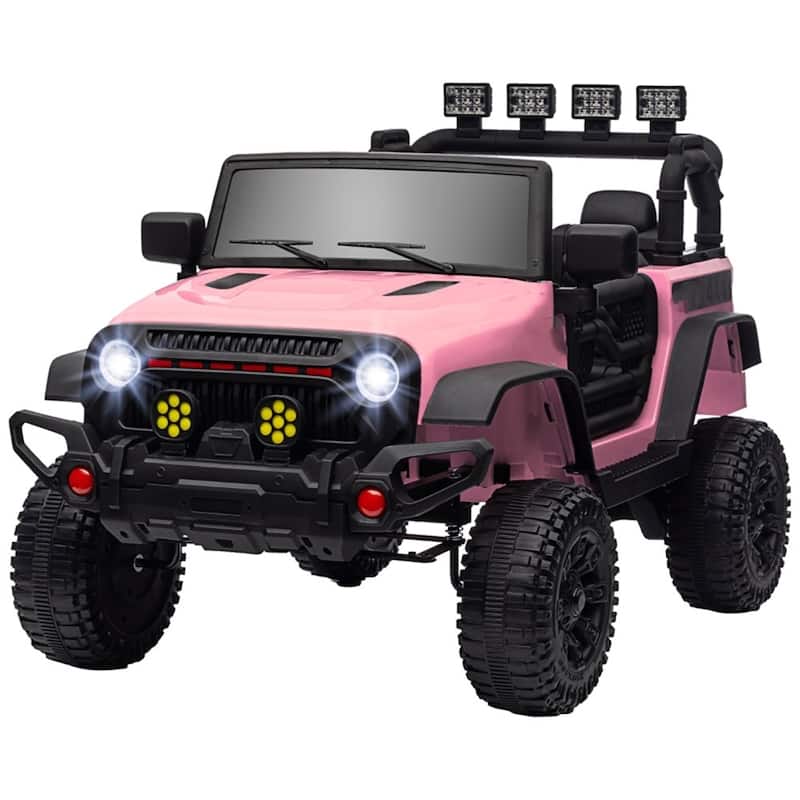 Kids Ride-On Car SUV Design with 2 Motors and Shock-Absorbing Wheels Remote Control - 39.4" L x 24.8" W x 25.6" H - Pink-Black