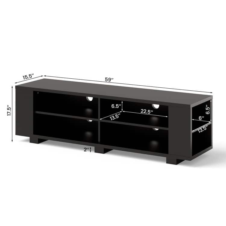 59" Console Storage Entertainment Media Wood TV Stand - 59" x 15.5" x 17.5" (L x W x H)
