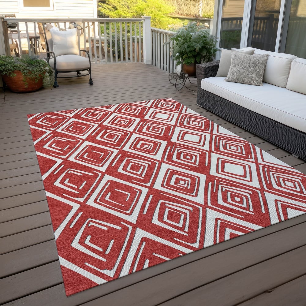 Machine Washable Indoor/ Outdoor Chantille Contemporary Diamonds Rug