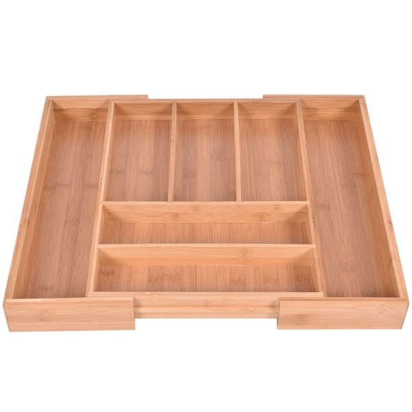 Costway Bamboo Kitchen Drawer Organizer Expandable Tableware Costway Bamboo Kitchen Drawer Organizer Expandable Tableware Storage Box Spoon Container