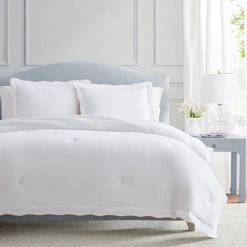 Martha Stewart Simple Scallop Cotton Duvet Cover Set