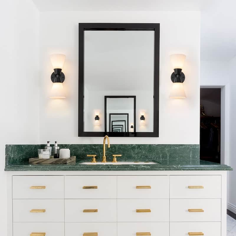 2-Light Hourglass Shaped Glass Wall Sconce