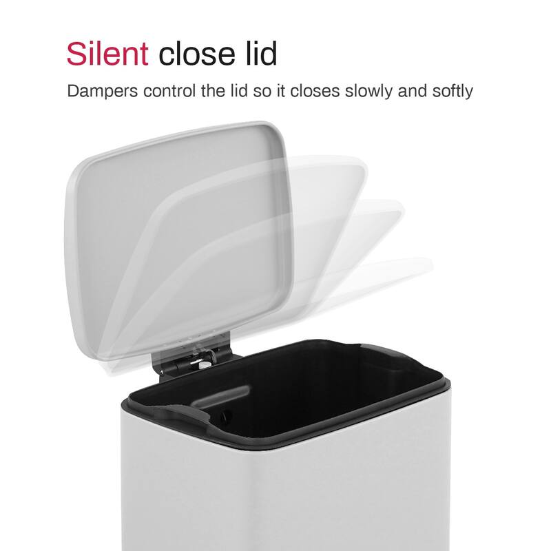 Innovaze 5.3 Gal./20 Liter Rectangular Stainless Steel step-on Trash Can for kitchen