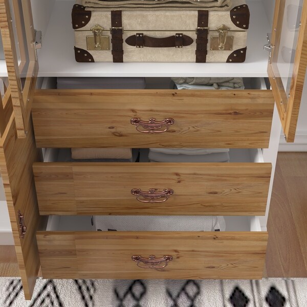 Vintage-Inspired Grand Closet Dual Wardrobe Set with Metal