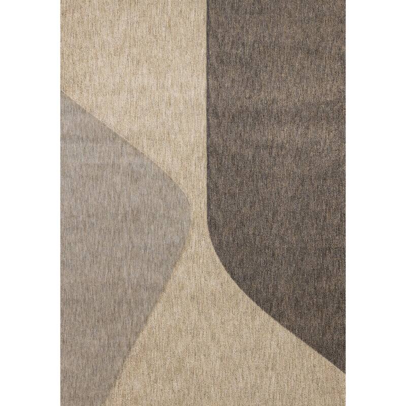 Caro Collection - Recycled Polyester Curvy Beige Grey Area Rug