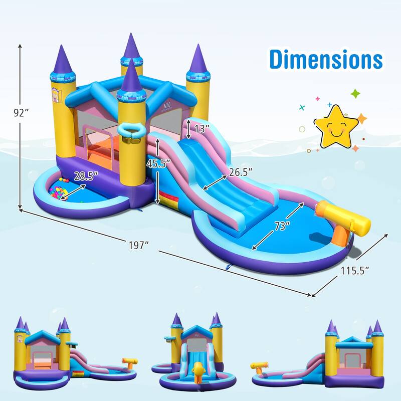 Costway Inflatable Water Slide with Slide Splash Pool (Without - as pic shows