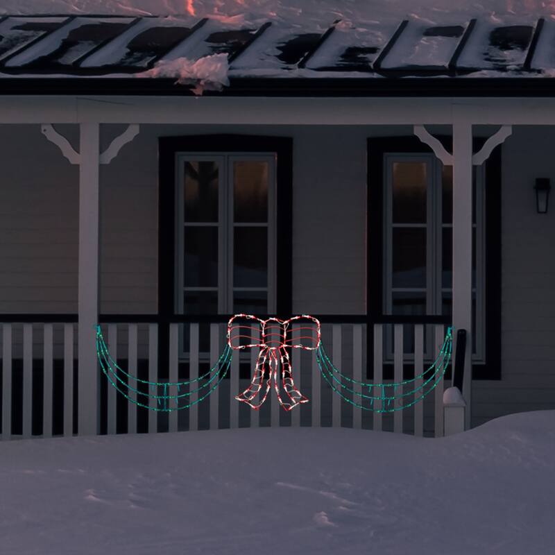3-Piece Lighted Bow and Swag Christmas Decoration - 6'