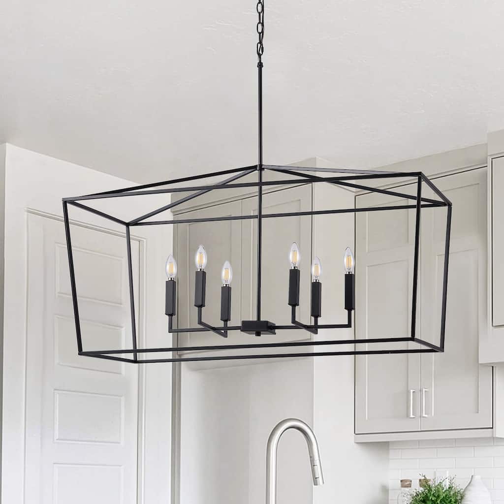 6-Lights Industrial Candle Shape Dimmable Kitchen Island Lights