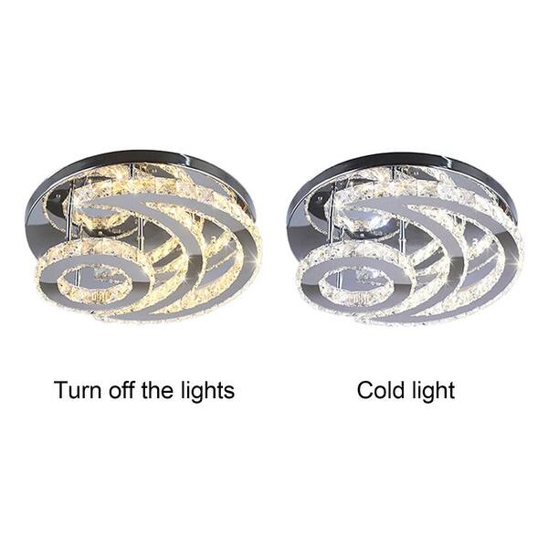 Modern Crystal Moon Shaped Ceiling Light Fixture LED Chandelier Lamp - 15.7" x 3.5"