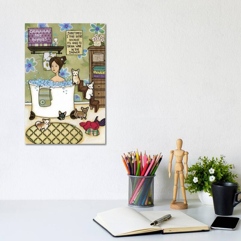 iCanvas "Chihuahua's Bubbles" by Jamie Morath Canvas Print - 12x8x0.75