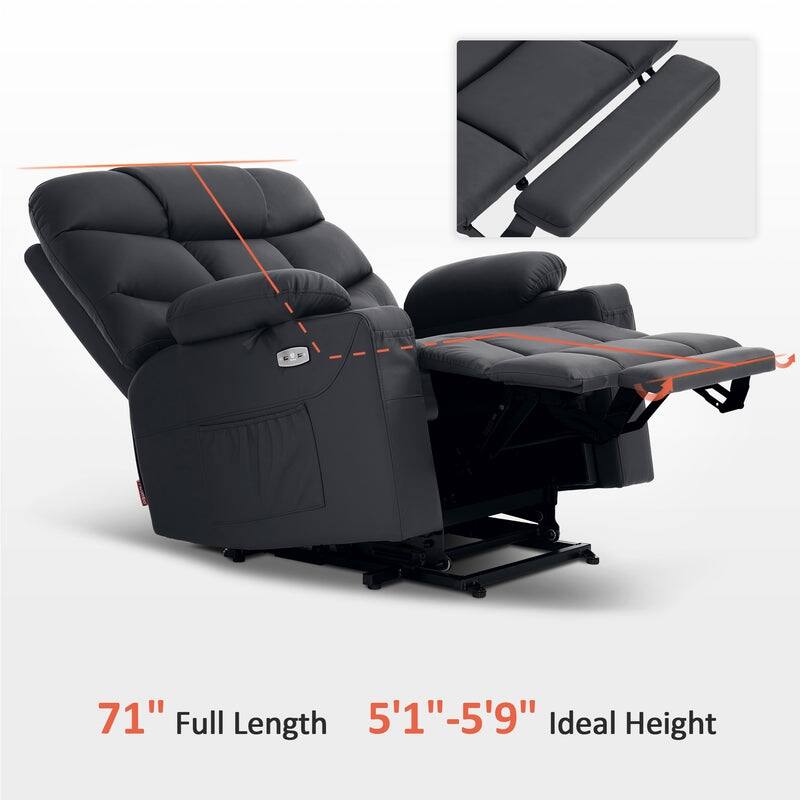 MCombo Electric Power Lift Recliner Chair Sofa for Elderly, 2 Side Pockets and Cup Holders, Faux Leather 7288
