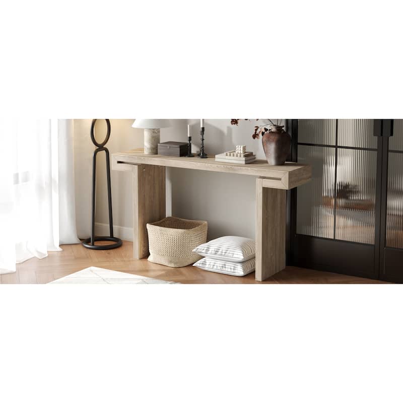 Roomfitters 60" Rustic Farmhouse Console Table, Distressed Wood Entryway Sofa Side Table for Living Room