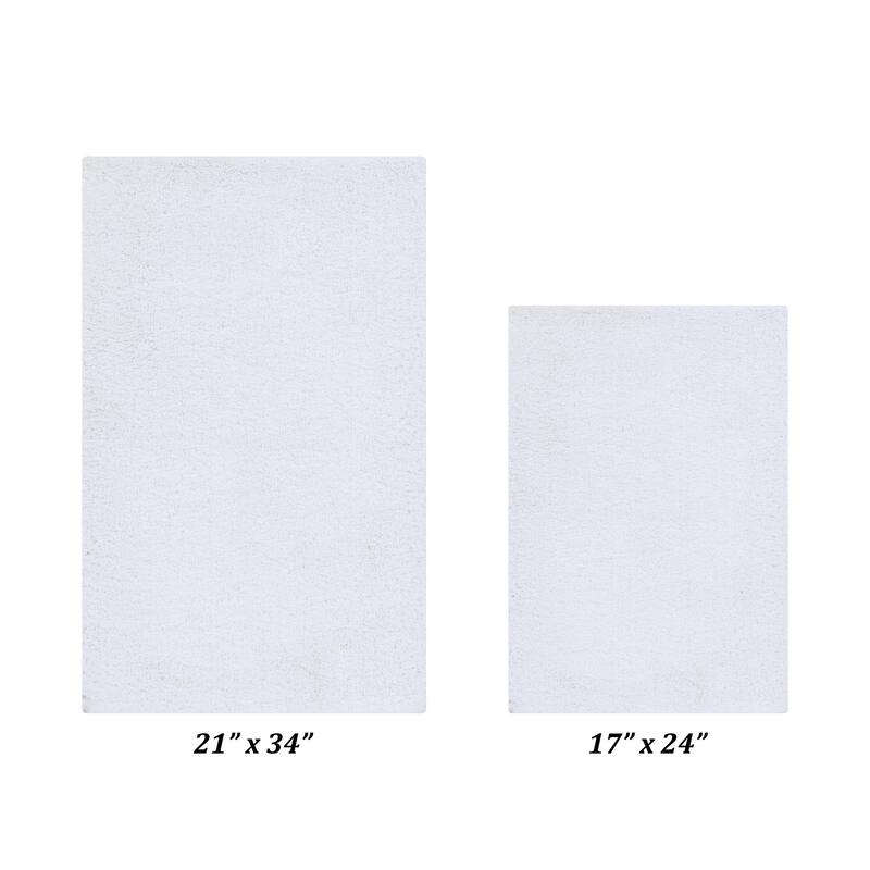 Better Trends Bath Rug Set 100% Micro Polyester Tufted Anti-Skid Latex Backing Bathroom Rugs for Shower, Sink Mats Micro Plush - 2 Piece Set (17" x 24" | 21" x 34") - White