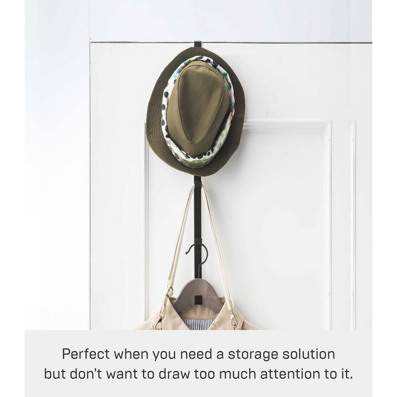 Yamazaki Home Over-the-Door Vertical Hooks, Steel, Up To 1.375" Door, Holds 11 lbs - L 3.54 x W 0.59 x H 21.26 inches