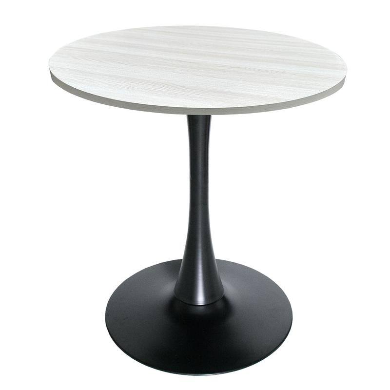 Bristol 27" Round Dining Table for 4, MDF Tabletop in Sleek Black Pedestal Base for Kitchen & Dining Room - 27.56" - Light Natural