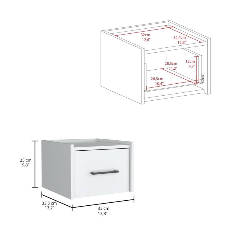 Boa Modern Floating Bedroom Nightstand with Storage Drawer
