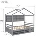 preview thumbnail 7 of 34, Elegant Full House Bed Kids Bed with Roof Frame,Bedside Storage Shelves,Ladder and Guardrail