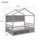 preview thumbnail 7 of 34, Modern Full House Kids Bed with Roof,Bedside Shelves,Ladder,Guardrail