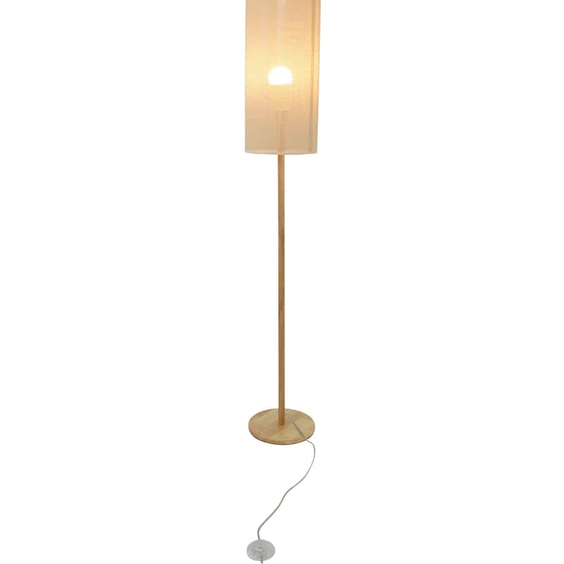 Alicia Natural Wooden Floor Lamp with Cylindrical Woven Shade
