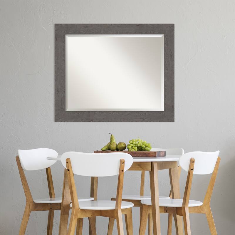 Beveled Wall Mirror - Rustic Plank Espresso Frame