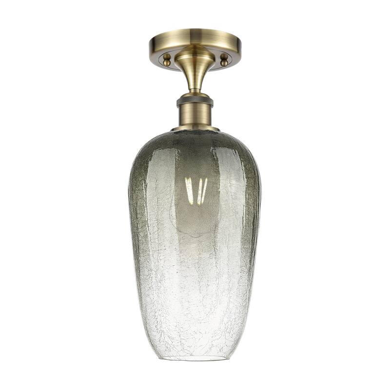 Innovations Lighting Endless Possibilities Ballston - Brookhaven Flute - 1 Light 7" Semi-Flush Mount - Antique Brass/Slate