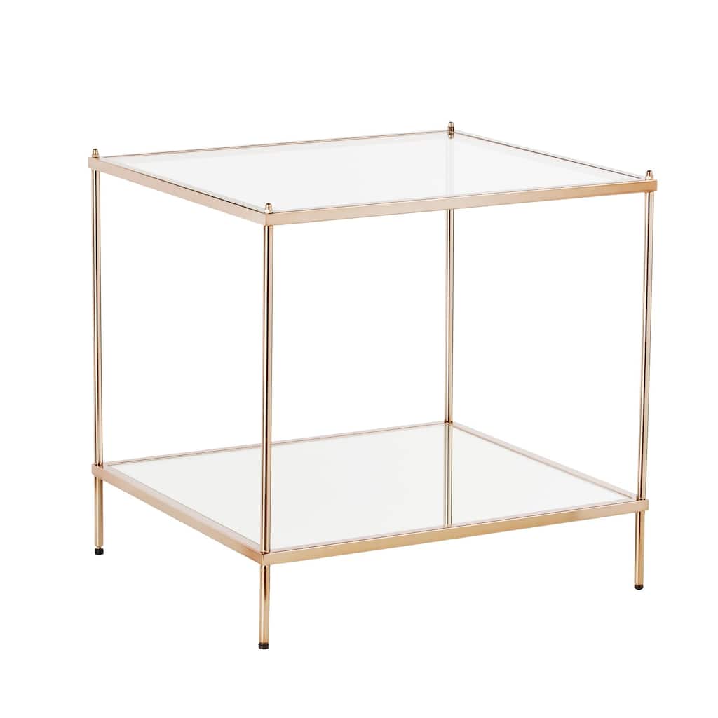 22.25" Gold and Clear Contemporary Knox Mirrored Rectangular End Table