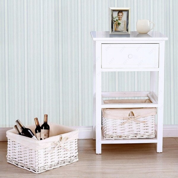 White nightstand with baskets discount