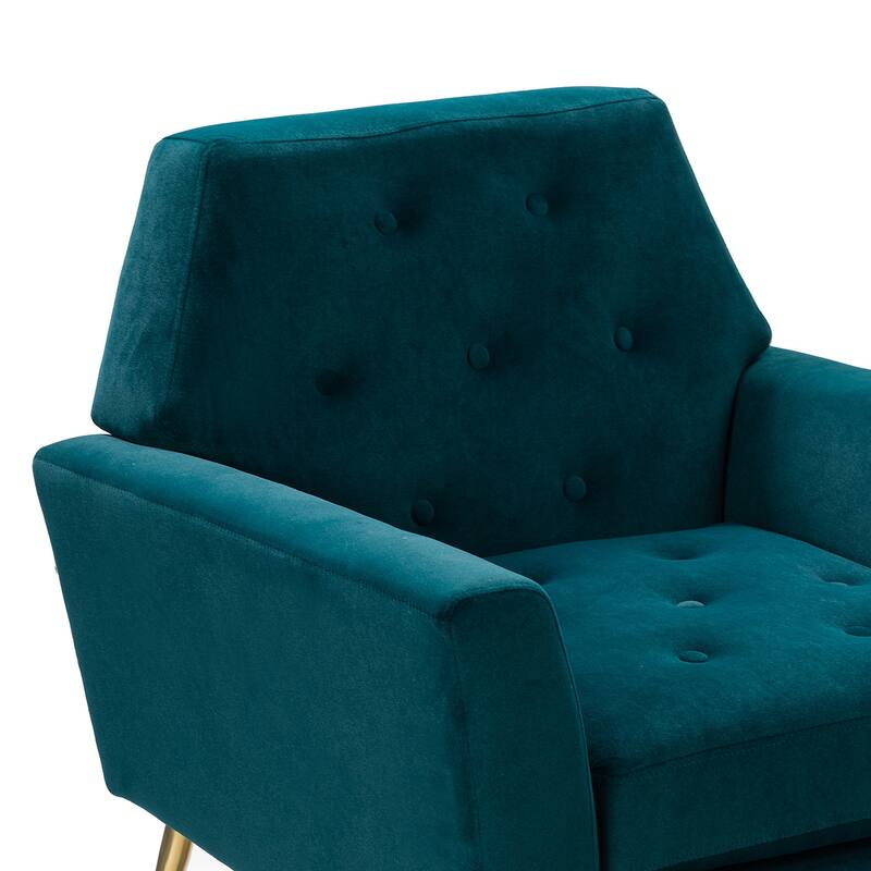 Lilia Contemporary Velvet Upholstered Tufted Back Armchair with Metal Golden legs Set of 2 by HULALA HOME