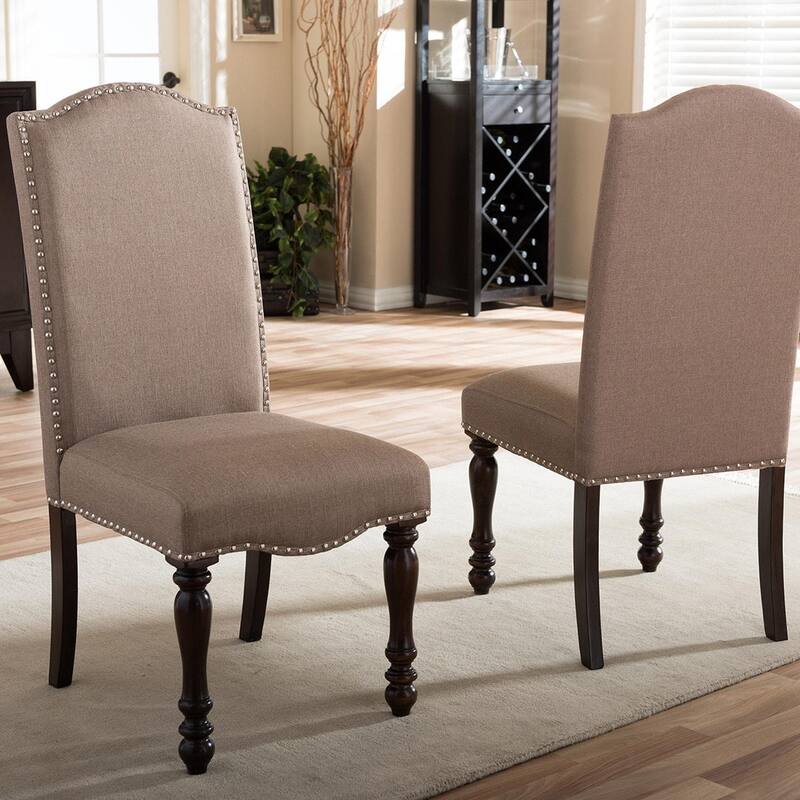 2PCS Padded Fabric Side Chairs with Turned Legs
