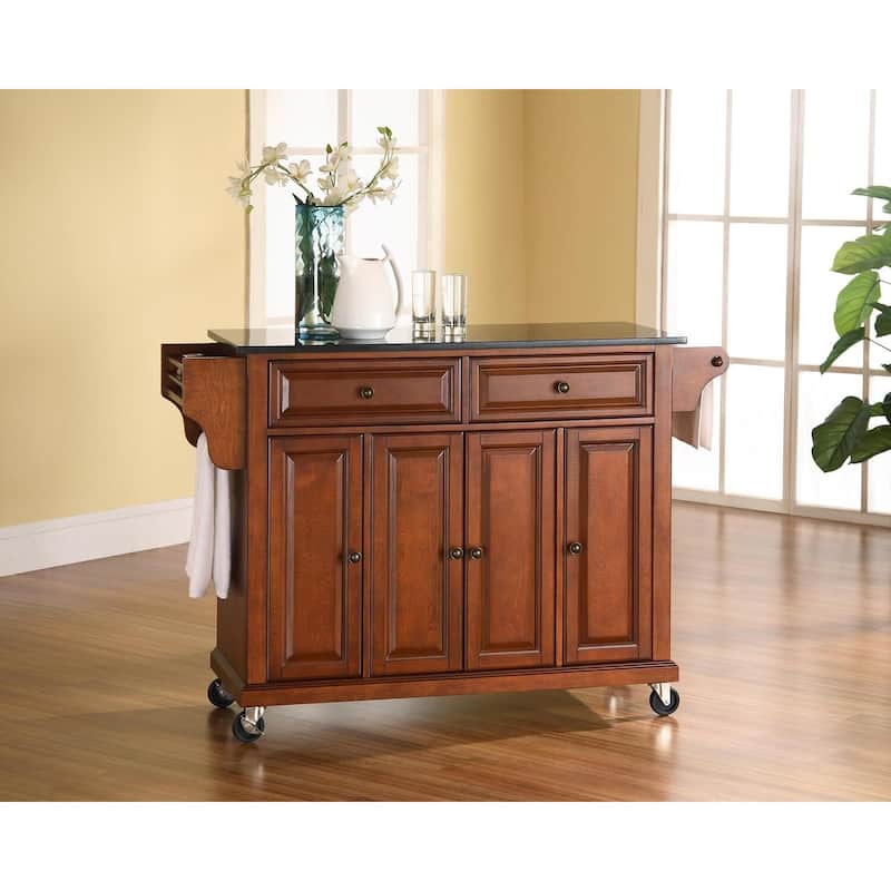Full Size Kitchen Cart with Stainless Steel Top - Mobile Island with Tiered Shelf & Storage