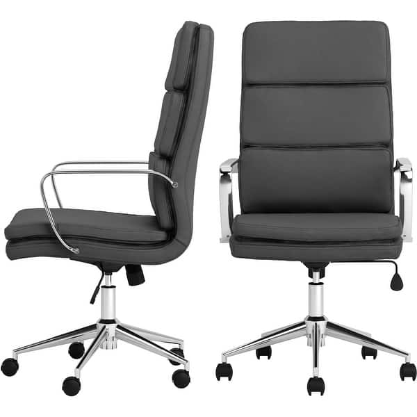 Contemporary Modern Design High Back Grey Office Chair with Chrome Base