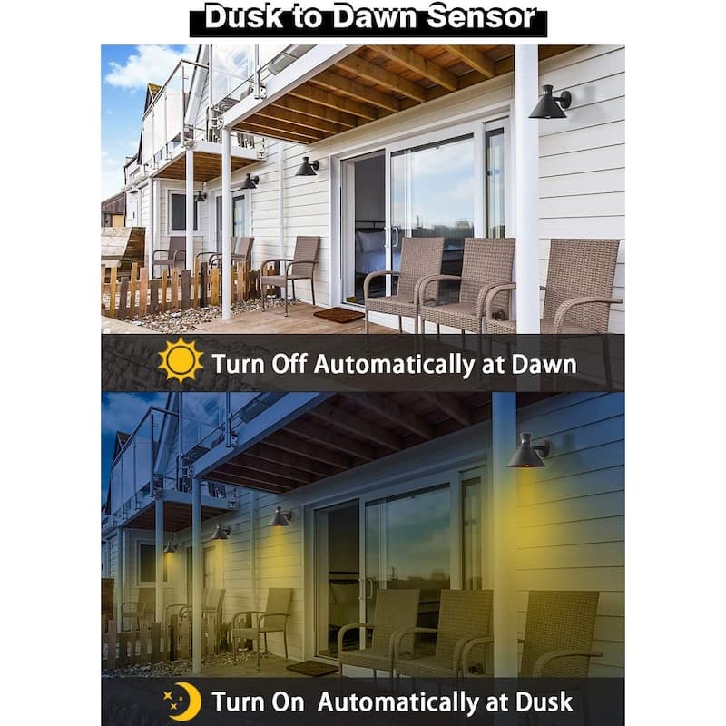 2 pack barn wall light fixture black motion sensor porch light