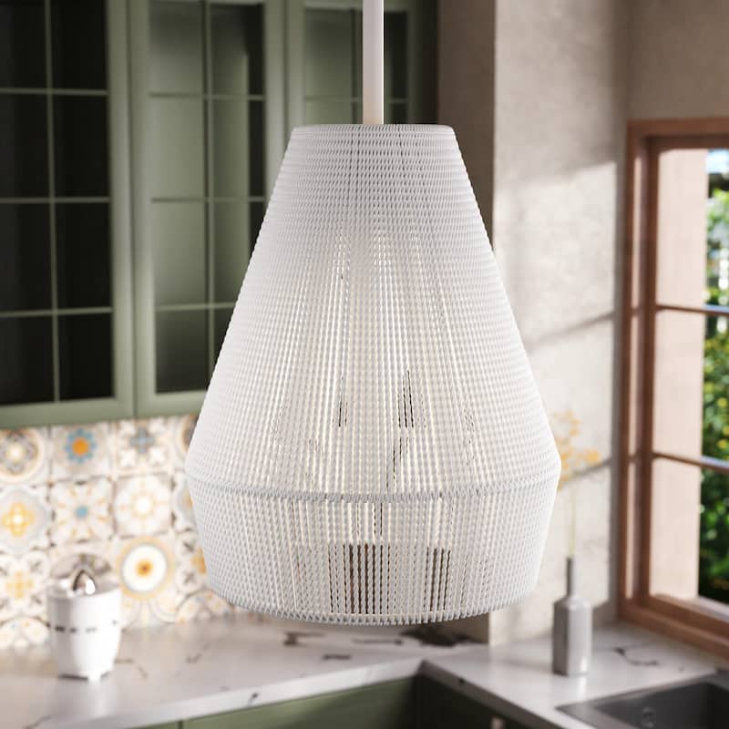 Acroma 1-light Farmhouse Coastal Boho Rattan Kitchen Island Pendant - 10'' D * 62'' H