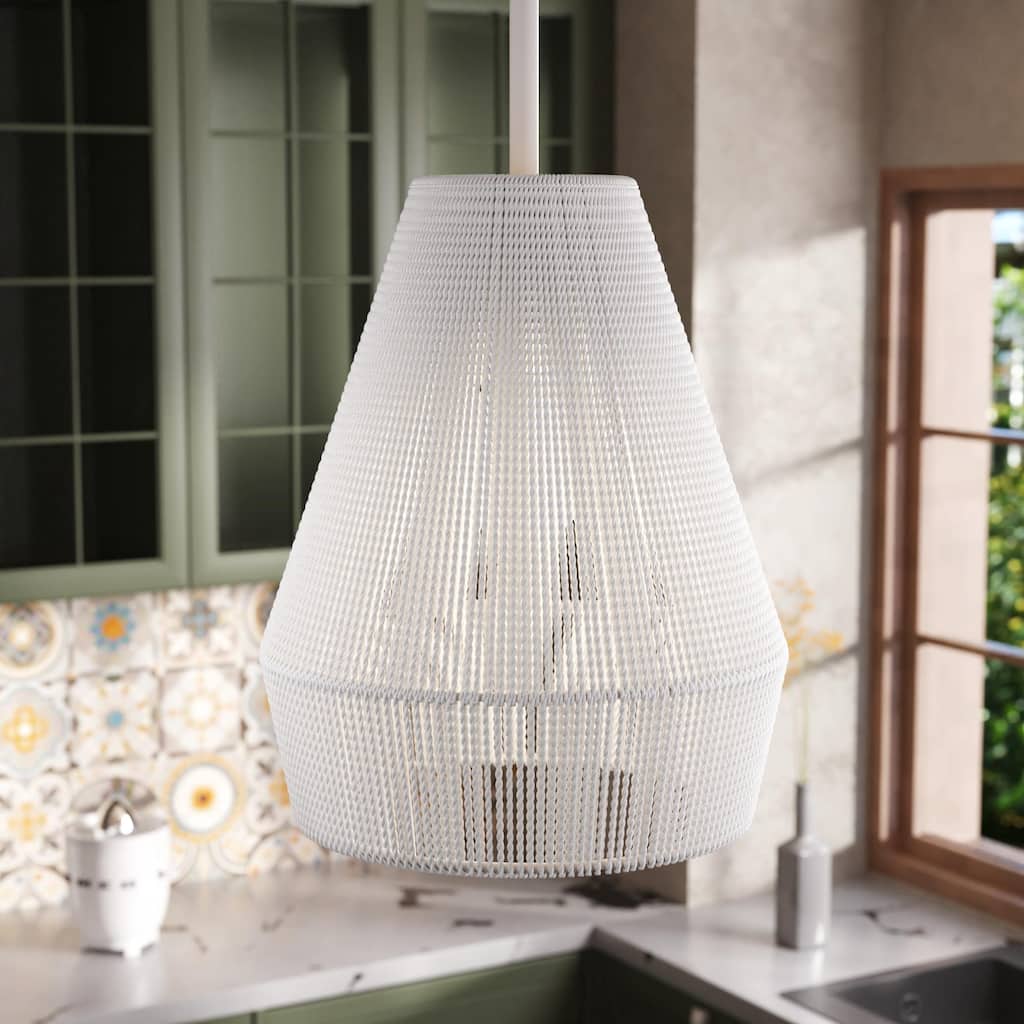 Acroma 1-light Farmhouse Coastal Rattan Kitchen Island Pendant