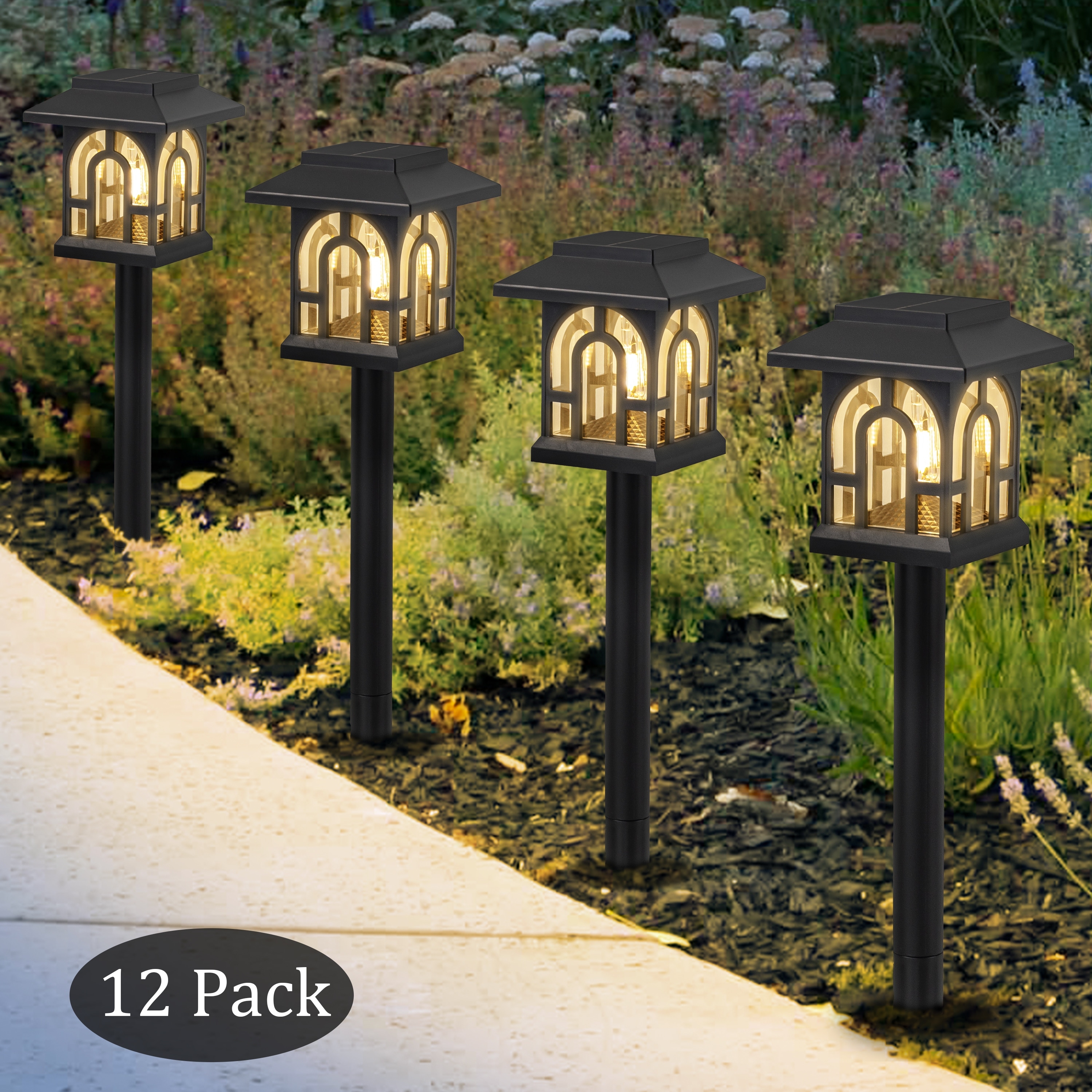 C Cattleya Black Solar LED Outdoor Path Lights
