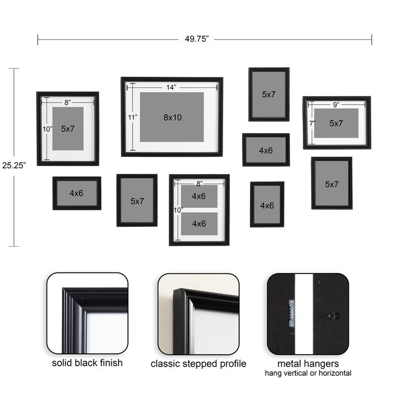 Kate and Laurel Adlynn Glam 10-piece Wall Picture Frame Set
