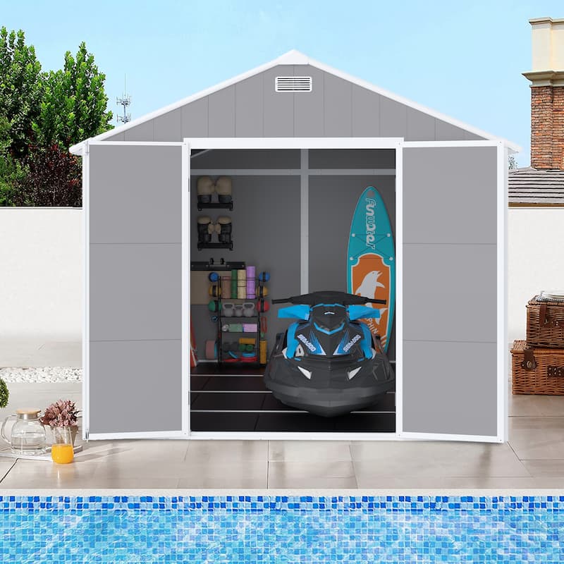 8*8ft Outdoor Storage Shed, Metal Garden Shed Tool House