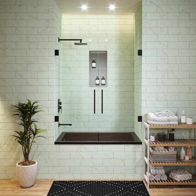 Voltaire 48"X32" Reversible Drain Drop-In Bathtub In Matte Black - 48x32 Reversible
