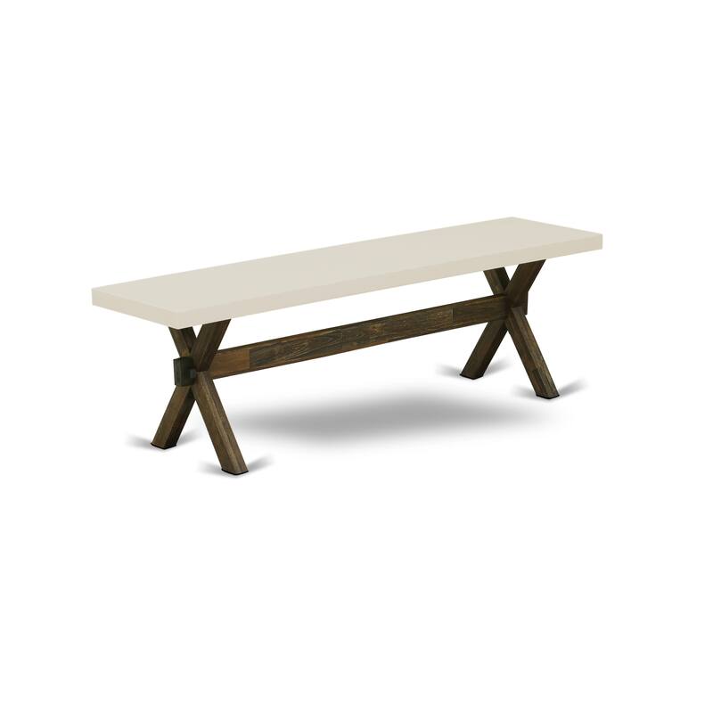 East West Furniture X-Style Modern Dining Room Bench with Wooden Seat(Finish Options)